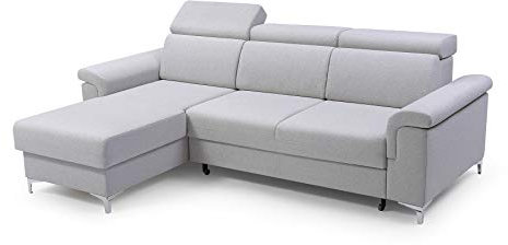 MOEBLO Ecksofa mit Schlaffunktion Mit Bettkästen Eckcouch Polsterecke Modernes Design REVON (hellgrau, Ecksofa Links)