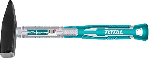 TOTAL - Martello per Meccanico | 300 g | Ideale per Lavori di Meccanica | Utile per Colpire Pezzi di Metallo o Lamiere | Testa in Acciaio | Manico in Fibra di Vetro