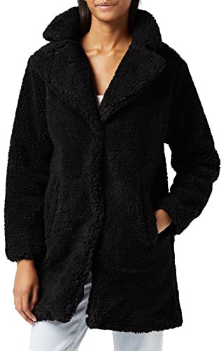 Urban Classics Damen Ladies Oversized Sherpa Coat Mantel, Schwarz (Black 00007), X-Small (Herstellergröße: XS)