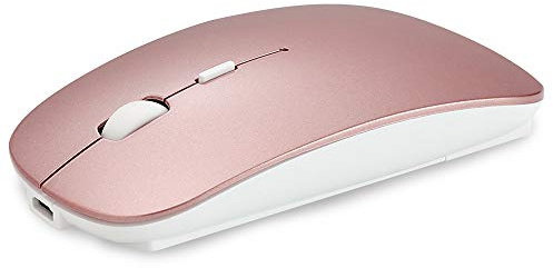 KEEPXYZ 2.4GHz Wireless Bluetooth Mouse,Dual Mode Slim Rechargeable Wireless Mouse Silent USB Mice, 3 Adjustable DPI,Compatible for Laptop Windows MacBook Android Mac PC Computer (Rose Gold)