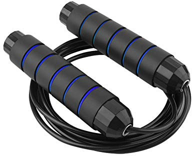 POPOTI Jump Rope, Weighted Jump Rope Adjustable Rope Aerobic Exercise Unisex Tangle-Free Outdoors Sports Skipping Rope Fitness Accessories with Foam Handles (Blue, 180g)