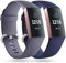 Faliogo 2 Stück Ersatzriemen Kompatibel mit Fitbit Charge 3 Armband/Fitbit Charge 4 Armband, Weiches Sports Uhrenarmband Armbänder für Damen Männer, Klein, Blau Grau/Blau