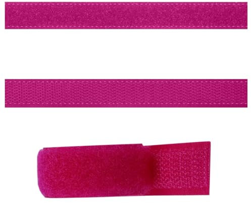 SIMON PIKE 3m x 1,5 cm Klettband pink, (Flausch und Haken im Set), zum Aufnähen, hohe Verschlusskraft, wiederverschließbar, frei zuschneidbar