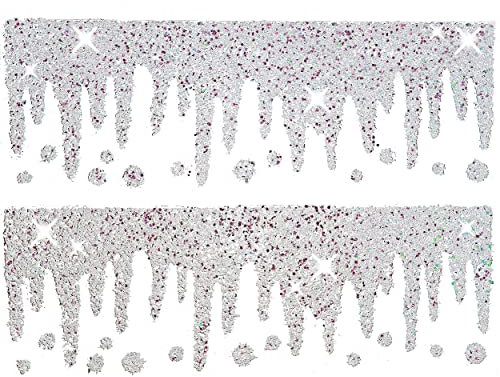 alles-meine.de GmbH 80 cm große Fensterbilder - Motivwahl__ 3D Glitzer & Glimmer Eiszapfen - Schneeflocken & Schneesterne - Bordüre/Girlande - statisch haftend - selbstkle..