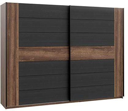 Furniture24 Schwebetürenschrank Bellevue BLQS128E1 Schrank Schiebetür Kleiderschrank Schwarzeiche Schlammeiche Schlafzimmer