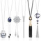 LOLIAS 6 PCS Long Pendentif Colliers pour Femmes Filles Strass Fleur Gland Collier Brins Y Simple Colliers Chandail Chaîne Déclaration Collier Ensemble Argent