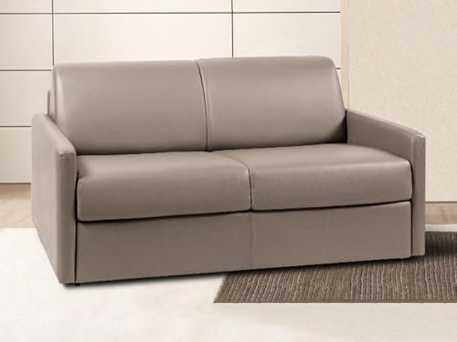 Vente-unique Schlafsofa 2-Sitzer - Liegefläche: 120 cm - Matratzenhöhe: 14 cm - Kunstleder - Taupe - CALIFE
