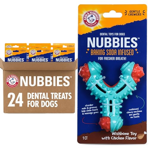 Arm & Hammer Nubbies Wishbone Dental Dog Chew Toy, Chicken Flavor, 24-Pk