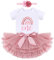 FYMNSI Baby Mädchen Boho Regenbogen 1. Geburtstag Outfit Baumowlle Kurzarm Strampler Body Tütü Tüll Rock Blumen Stirnband Erster Geburtstag 1 Jahr Alt Party Fotoshooting Bekleidungsset Dunkelrosa