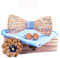 HZQIFEI Noeud Papillon Bois, Ensemble 4 Pièces Noeud Papillon en Bois + Boutons de manchette + Broche + Carré de Poche, Accessoire Mode (Style#21)