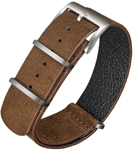 torbollo Wildlederarmband, Einteiliges Militärisches Uhrarmband Vintage Ton 18 20 22mm Ersatzuhrarmband für Männer Frauen