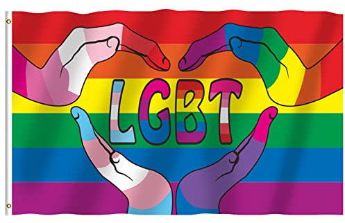 DOMINICK LGBT Gay Pride Drapeau Arc-en-Ciel Inclusion Progression Bannière Double Couture œillets en Laiton épais,Intérieur Extérieur Festival décor Manif Célébration(90x150cm)