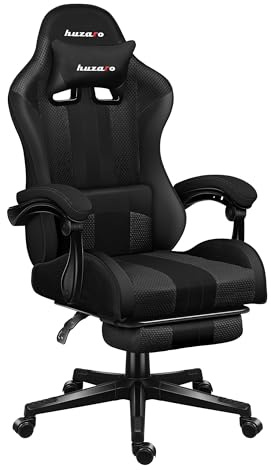 huzaro Force 4.7 Gaming Stuhl - Ergonomischer Bürostuhl & PC Stuhl – Carbon | Schreibtischstuhl für Gamer - Bis 150 kg belastbar - Mit ausziehbarer Fußstütze & Lendenkissen