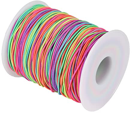 FINDIR Elastische Schnur 1mm Gummiband für Armbänder Elastische Perlenschnur Regenbogen Faden zum Perlen Auffädeln Schnur für Armbänder Schmuckherstellung DIY Handwerk(100 m)