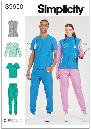Simplicity SS9650A Unisex Scrub A (XXS-XS-S-M-L-XL-XXL)