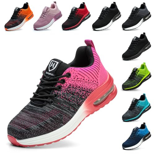 Baofular Chaussures de Sécurité Hommes Femmes Légère Basket Securite Confortable Antidérapante Chaussures de Travail Respirantes Rose 41 EU 255