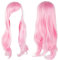 Lange Lockige Perücke, 28 Zoll/70cm Rosa Cosplay Perücke für Frauen, Perücken mit Pony, Damen Perücke Lang, geschichtete, für Alltag Anime Cosplay Kostümparty Halloween Karneval