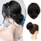 RUWISS Haarteil Lang Dünn Glattes Tousled Updo Bun Rea Echthaar Elegante Haarteile Haargummi Lang Scrunchie Verlängerungfür Damen,25g,Aus Schwarz