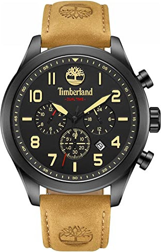 Timberland Ashmont Herren Armbanduhr mit einem Band aus Leder, Gehäuse aus Edelstahl, Farbe: Braun, Maße: 46X56mm, TDWGF0009701