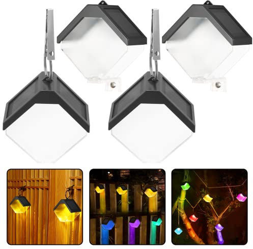 4er Pack Solarlampen für Außen Garten, 2 Modi Gartenlampen, Solarlampe Wegeleuchten Wasserdicht Solarlampe Mit warmweißem und RGB Farblicht für Terrasse, Rasen, Stufen, Treppen, Balkon, Garten Deko