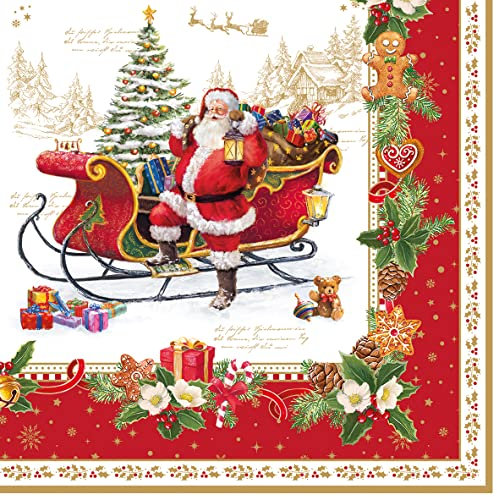 20 Servietten Nostalgischer Weihnachtsmann | Santa | Winter | Weihnachten | Tischdeko | Decoupage | Serviettentechnik 33x33cm