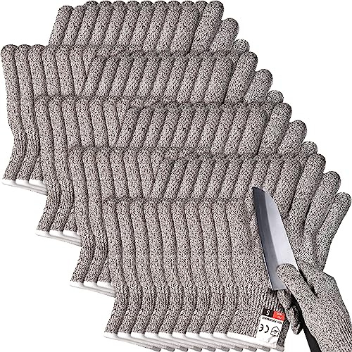 Xuhal 20 Pairs Cut Resistant Gloves Level 5 Protection Cutting Safety Kitchen Anti Cut Gloves for Kitchen (L)