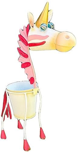 Darthome Unicorn Planter 53cm Garden Metal Animated Fantasy Animal Tall Round Plant Pot Statue