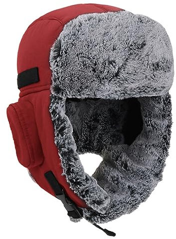 Winter Herren schottenkaro Pilotenmütze Flieger Ohrenklappen Hut Rotes schwarzes Gitter warm hat Trappermütze Bomber Cap