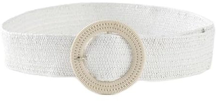 RAEF Ceinture tressée en paille PP pour femmes, 1 pièce, ceinture tissée en paille PP, Style plage, large élastique, robe Boho, ceinture décorative pour vacances