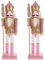Cascanueces rosa de Garneck: par de adornos navideños de cascanueces, hermoso cascanueces con bastón estatua de cascanueces con purpurina (11,79 PULGADAS)