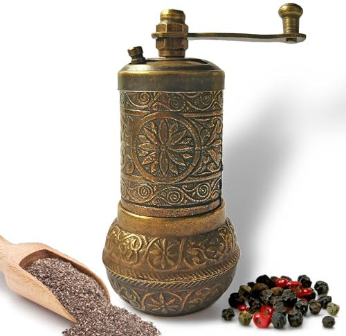 Pepper Grinder - Manual Spice Grinder - Pepper Mill - Spice Grinder - Coffee Bean Grinder (Aged Yellow)
