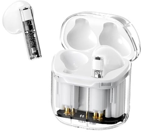 Wireless Earbuds For iPhone 16 16 Plus 16 Pro 16 Pro Max / 15 15 Plus 15 Pro 15 Pro Max, IPX4 Clear Casing True Wireless 5.3 Stereo Music Lightweight Sport In Ear Earphones Headphones (WHITE)