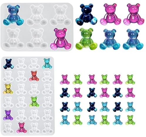 2 Pezzi Stampi in Silicone 3D a Forma di Orsetto, Stampi in Resina per Orsi 3D, Stampi in Silicone per Orsi 3D, 3D Casting Mold Orso Animale, Ornamenti in Silicone Forma di Orsetto, per Decorazioni