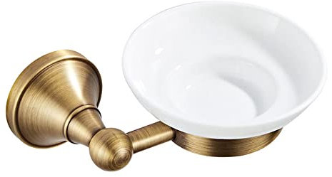 Fvoagaou Porte-savon antique en bronze brossé pour salle de bain avec support en céramique pour salle de bain et toilettes