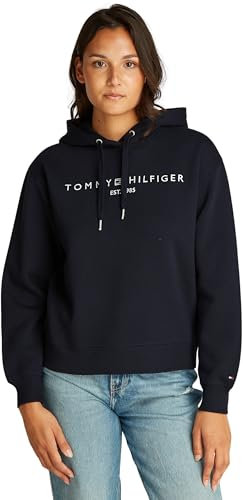 Tommy Hilfiger Damen Hoodie mit Logo, Blau (Desert Sky), L