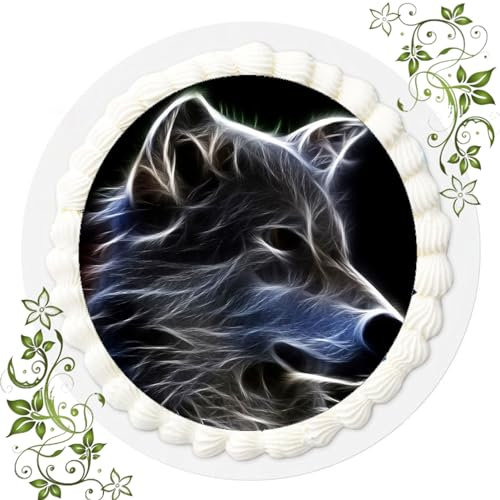FONDANT Tortenbild, Zuckerbild mit Motiv, Essbares Foto für Torten, Tortenbild, Tortenaufleger Ø 20cm FONDANT Wolf Nr. 4