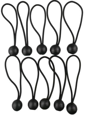 Bungee Cords with Balls 50 pack, Tarpaulin Bungee Cords 6 Inch, Bungee Balls, Elastic Bungee Strap, Heavy Duty, Tie-Down with Hooks - Black