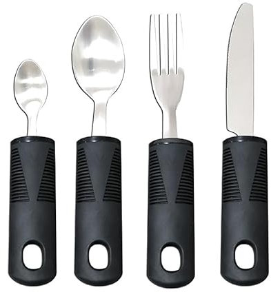 Yisanba Ergonomisches Besteck-Set mit verdickten Griffen - Rutschfestes Essbesteck für Senioren & eingeschränkte Handmotorik ﻿