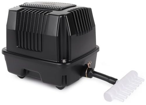 hygger Fish Pond Air Pump,25W Pond Oxygenator Air Pump,Powerful Quiet Water Fountain Pond Pumps with Conversion Connector,Large Pond Air Pumps For Fishing Yacht,Fish Farm and Hydroponic
