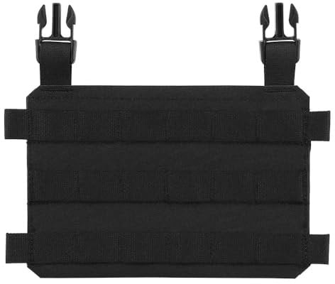 Peminkoo Tactical MOLLE Placard Front Flap Lightweight Modular Chassis Hunting Vest Thorax Plate Carrier Airsoft Chest Rig (Black)