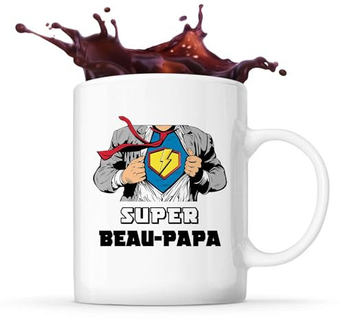 Mug Super Beau-papa | Tasse Céramique Famille Papa Fête des Pères Cadeau Noël Anniversaire Homme