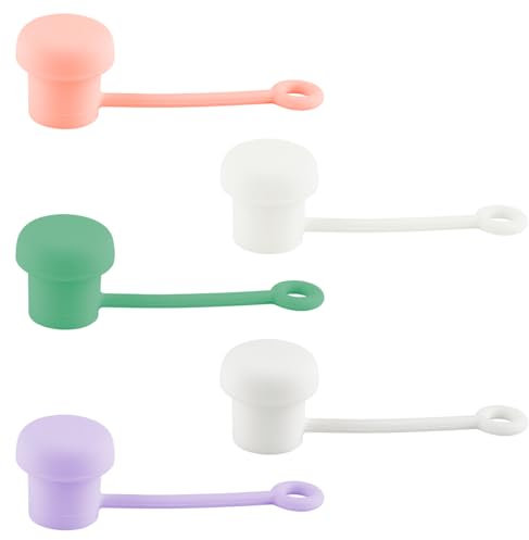 Thyonta Cup Straw Cover 5PCS Silicone Reusable Straw Topper Cap Waterproof Dustproof Drinking Straw Tips Lids for 6-10mm Straw (5 Colors)