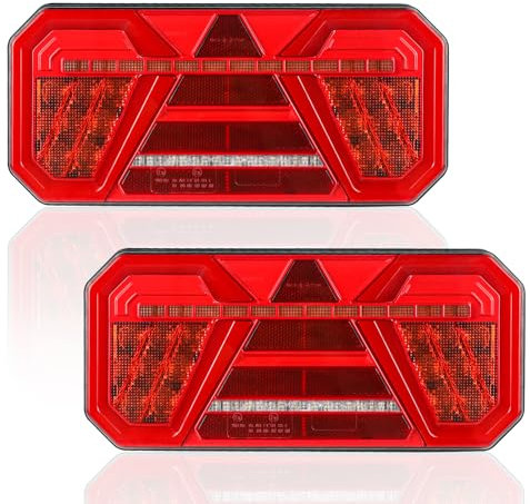 AOHEWEI 2 Stück Anhänger Rücklichter, 12 V/24 V superhell wasserdicht Blinker Bremse Rückwärtsgang Nebelscheinwerfer Reflektorlampe für Anhänger, LKW, Wohnwagen, Van, Traktor