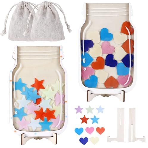 XIHIRCD 2pcs Magnetic Reward Jars With Stars and Hearts Tokens - Creative Positive Behavior Encouraging Classroom Incentive for Boys Girls Kids Students Children