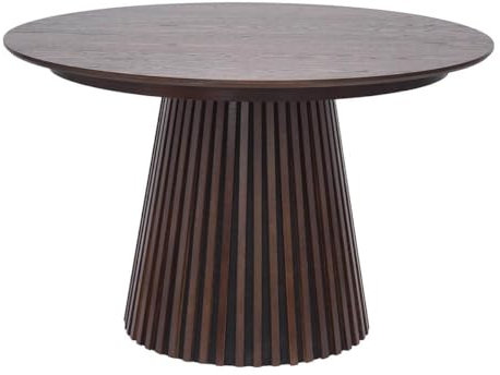 AltoBuy Dublin - Table Extensible Ronde Pied Central Relief MDF Placage Chêne fumé