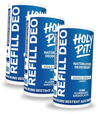 HOLY PIT - Deo-Stick [100% Aluminiumfrei] | Nachfüllbares Deodorant Bekannt aus dem TV | Unisex für Herren und Damen | Vegan | (Refillpack, Kühle Frische)
