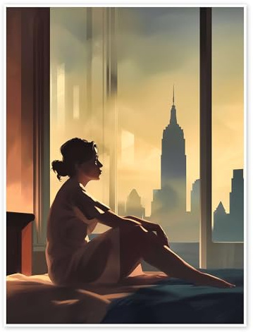 Morgensonne mit E. Hopper Poster von Frank Daske 50 x 70 cm Beige Wandbilder Wanddeko