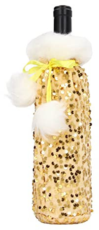 Acouto Weihnachts-Flaschenhülle, Schöne, Glänzende Pailletten-Flaschenhülle, Deko-Flaschenhülle für Weihnachtsfeiern. Die Roségoldene Flasche Schmückt Ihre Sich in eine