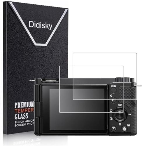 Didisky Pellicola salvaschermo per fotocamera Sony Alpha ZV-E10, ZVE10, ZV-1F, ZV1F, 0,3 mm, durezza 9H, in vetro temperato, anti-graffio, anti-impronte, anti-bolle, confezione da 2