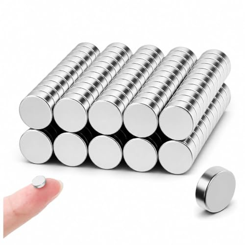 Wjelet 100 Stück Neodym-Magnete 6x2mm rund, vernickelt & kratzfest – Starke Haftkraft für Whiteboard, Magnettafel, Kühlschrank, Pinnwand & Handwerk